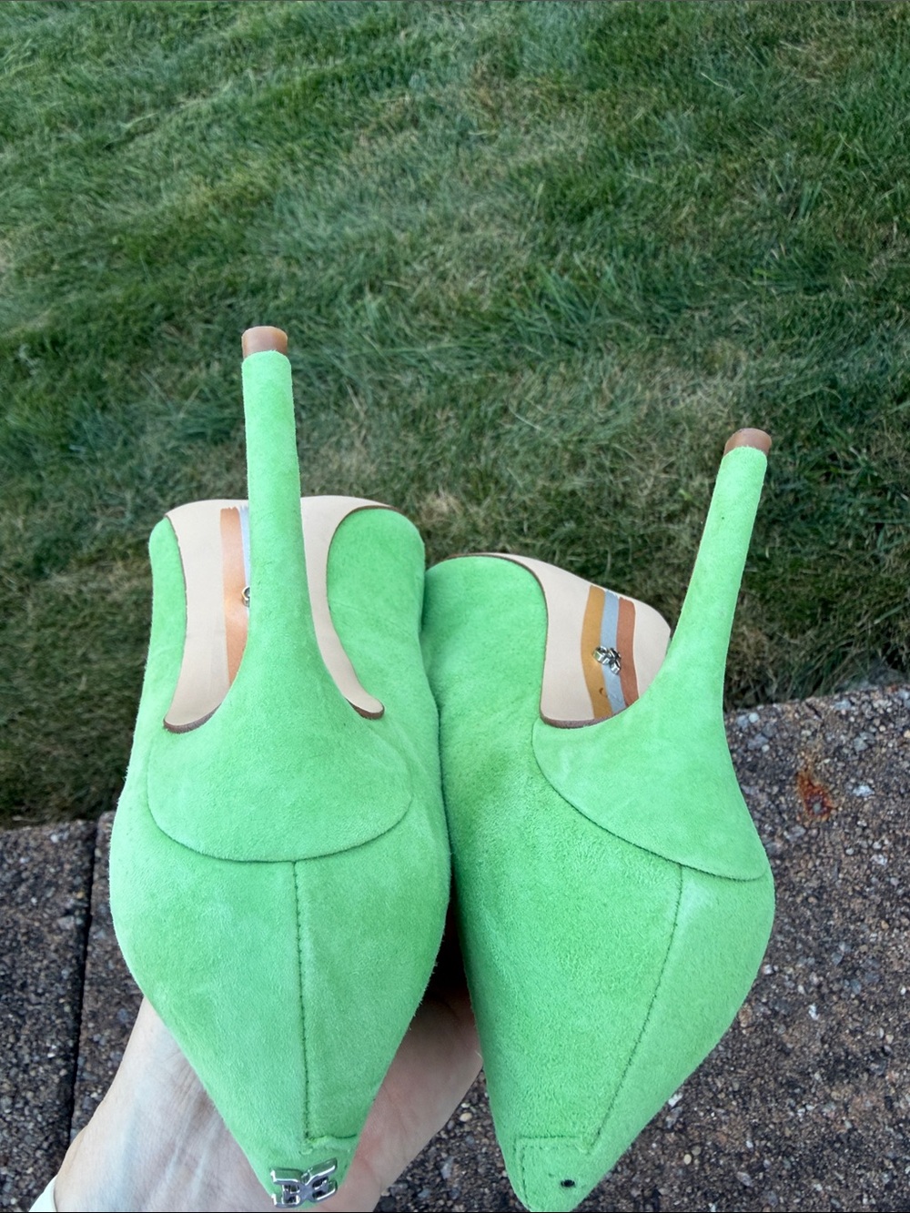 Sam Edelman Lime Green Suede Pointed-Toe Stiletto Pumps - Picture 5 of 7